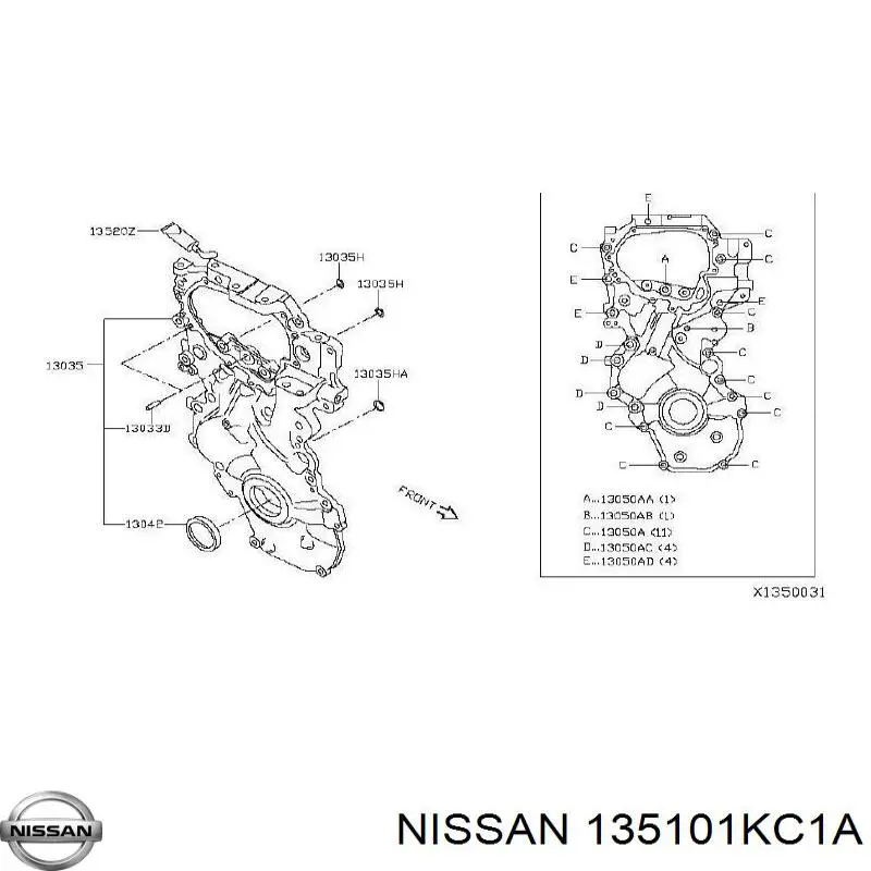 Сальник коленвала двигуна, передній Nissan/Infiniti 135102F200 ціна, від 4.66 USD