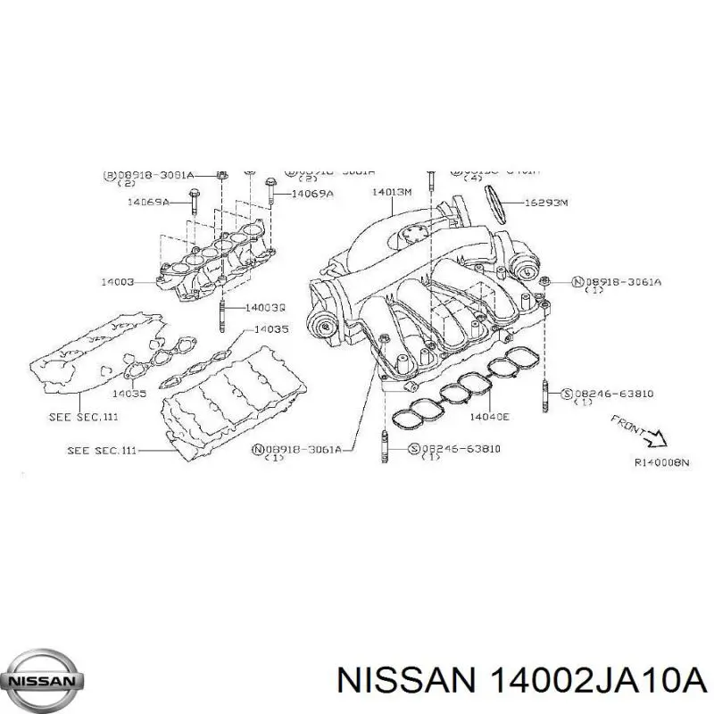 Колектор випускний задній Nissan/Infiniti 14002JA10A ціна, від 21.53 USD