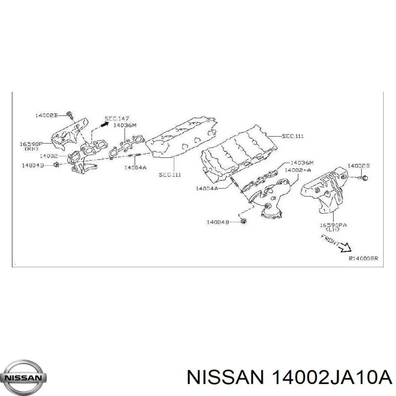 14002JA10A Nissan/Infiniti Колектор вихлопної задній