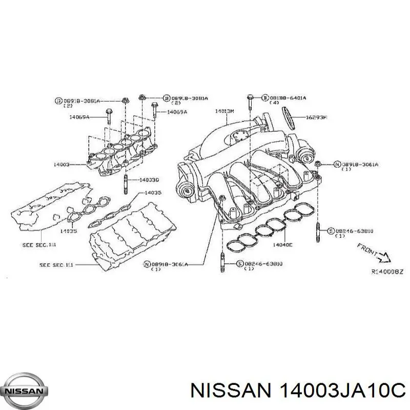 Купити 14003JA10C Nissan/Infiniti Колектор впускний нижній