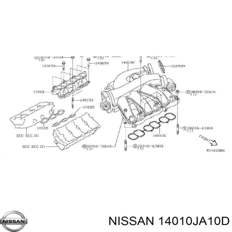 Колектор впускний верхній Nissan/Infiniti 14010JA10D ціна, від 26.24 USD