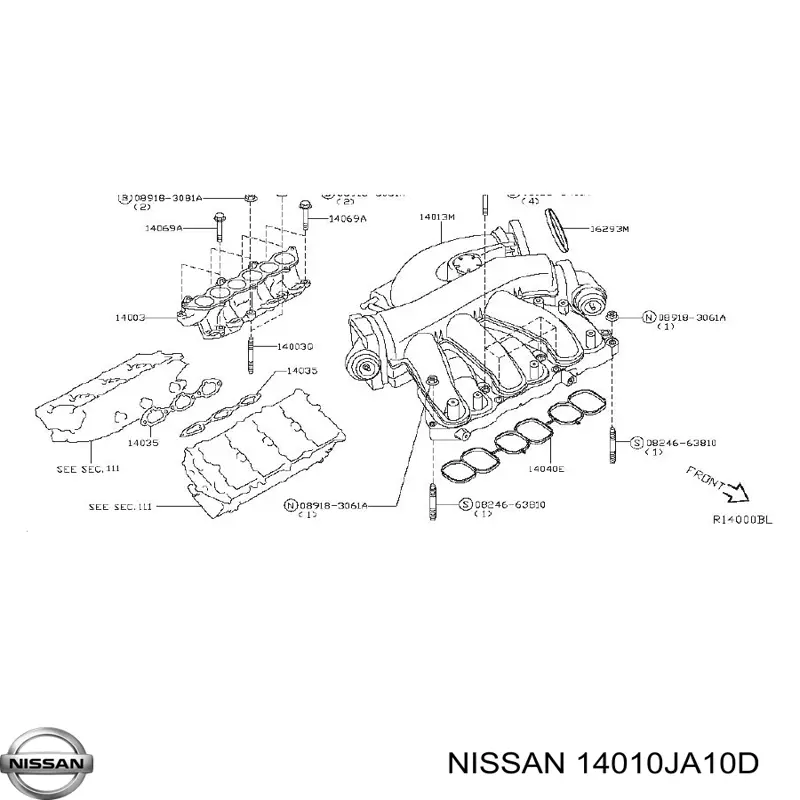 Купити 14010JA10D Nissan/Infiniti Колектор впускний верхній