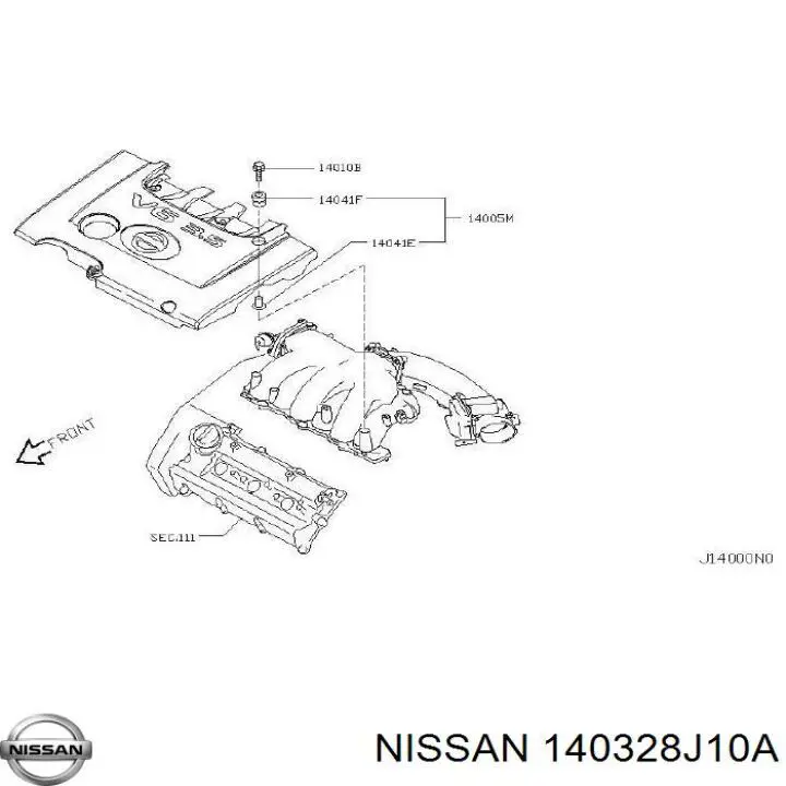 140328J10A Nissan прокладка впускного колектора, верхня