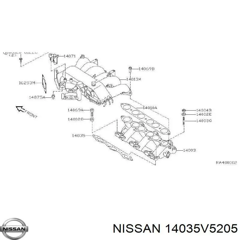 14035V5205 Nissan/Infiniti Прокладка впускного колектора