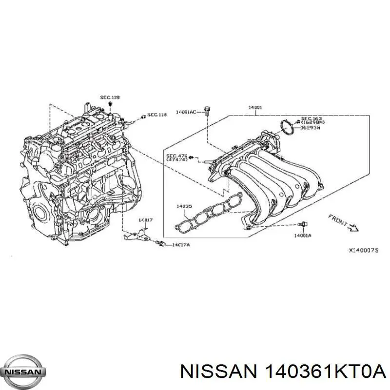 140361KT0A Nissan прокладка випускного колектора