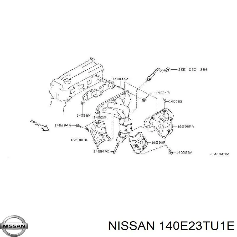 Газопроводи (колектор випускний) Nissan/Infiniti 140E23TU0E ціна, від 254.24 USD