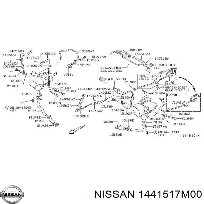 Прокладка турбіни вихлопних газів, впуск Nissan Bluebird (U11) (Нісан Блюберд)