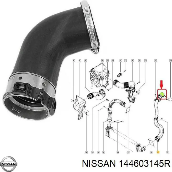 Шланг/патрубок интеркуллера 144603145R Nissan/Infiniti
