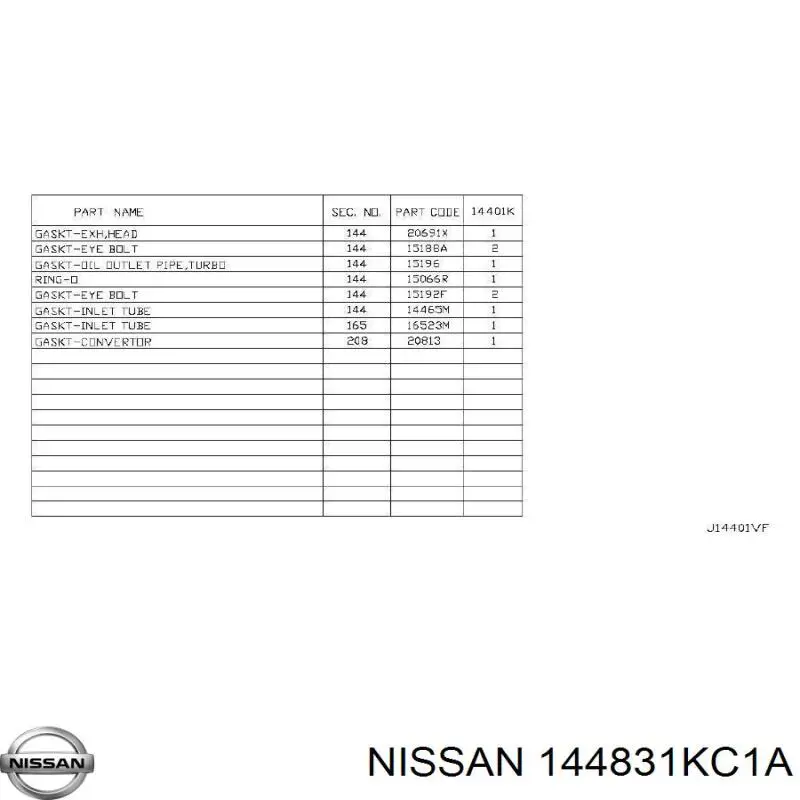  Nissan/Infiniti 144831KC1A ціна, від 99.45 USD