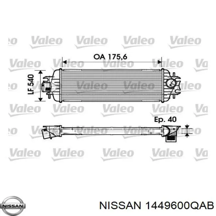 1449600QAB Nissan радіатор интеркуллера