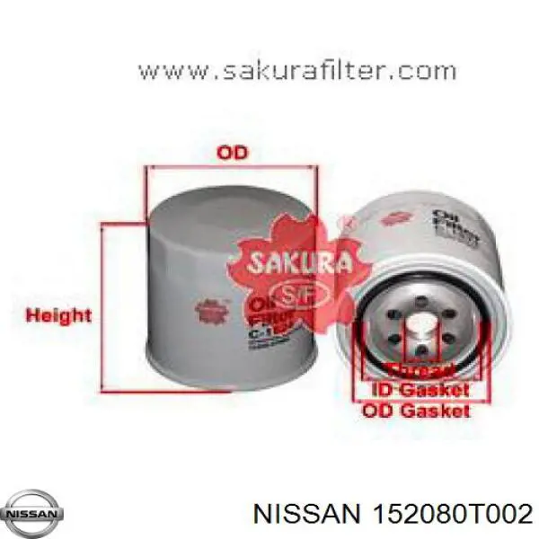 Масляний фільтр двигуна Nissan/Infiniti 152080T002 ціна, від 3.96 USD