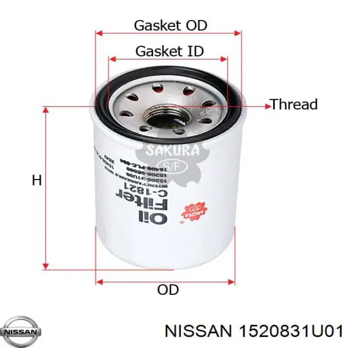 1520831U01 Nissan фільтр масляний