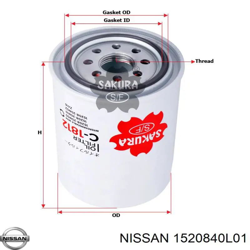 1520840L01 Nissan фільтр масляний