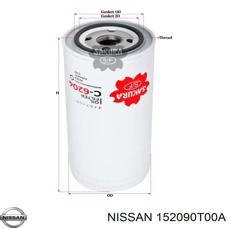 Фільтр масляний 152090T00A Nissan