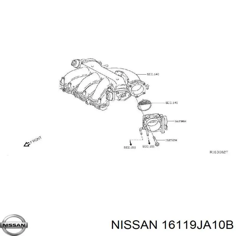 Купити 16119JA10B Nissan/Infiniti Дросільна заслінка
