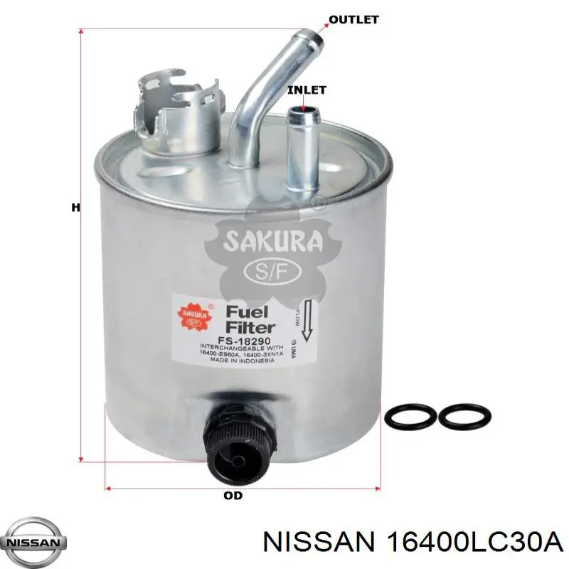 16400LC30A Nissan/Infiniti Фільтр палива
