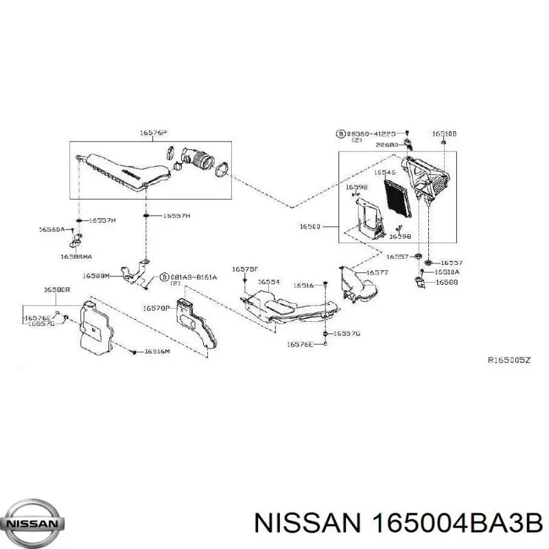 Корпус повітряного фільтра Nissan/Infiniti 165004BA3B ціна, від 19.00 USD