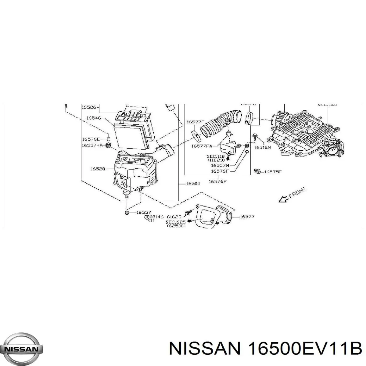 16500EV11B Nissan/Infiniti Корпус повітряного фільтра, лівий