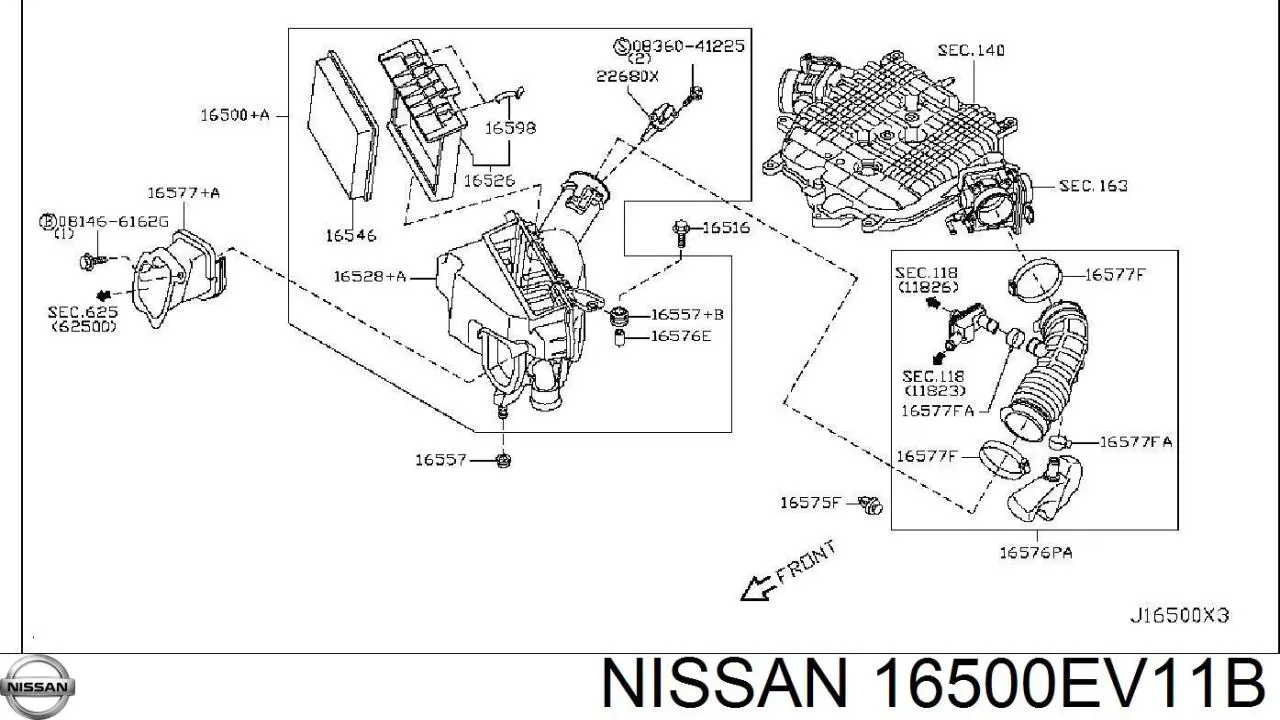 Купити 16500EV11B Nissan/Infiniti Корпус повітряного фільтра, лівий