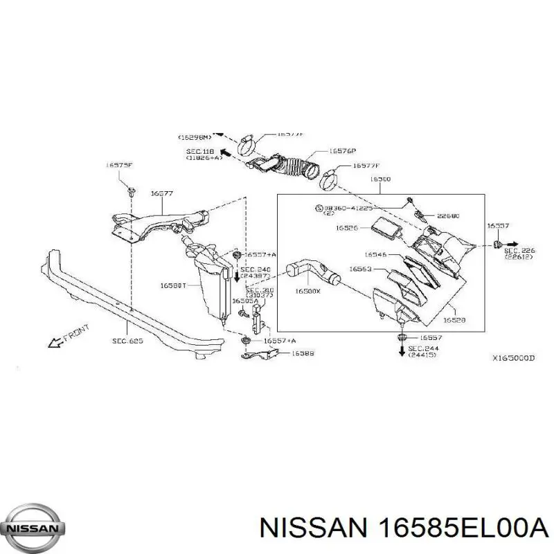 16585EL00A Nissan/Infiniti Резонатор повітряного фільтра