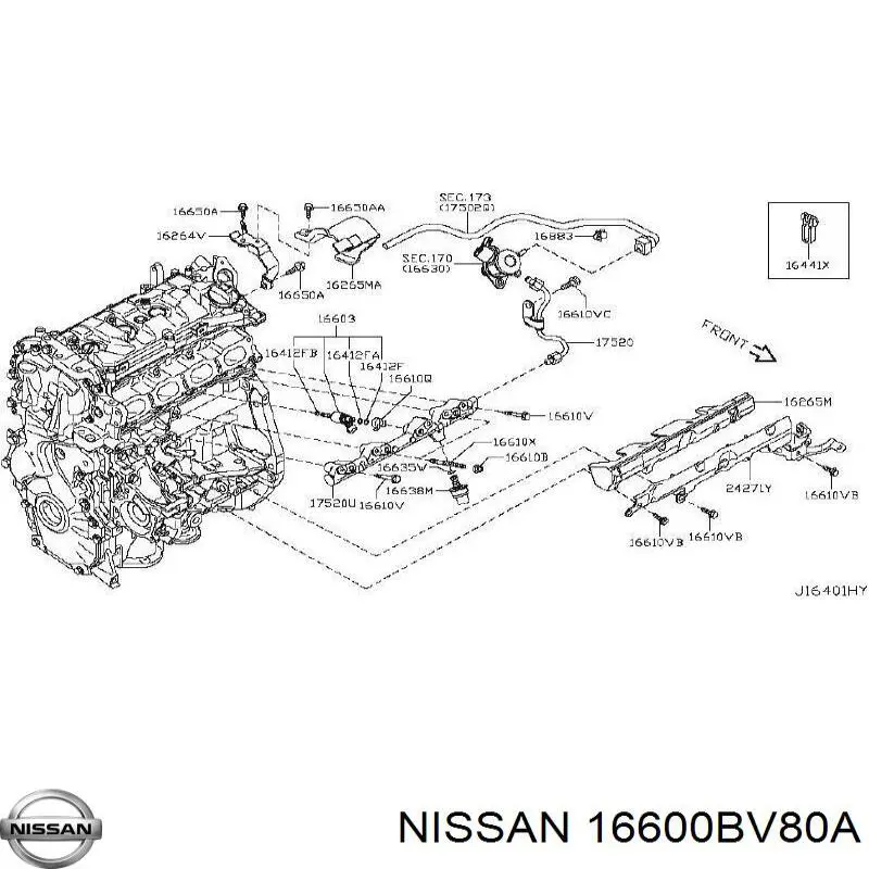 Форсунка вприску палива 16600BV80A Nissan