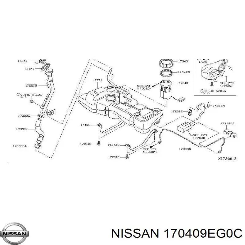 Бензонасос 17040EM31A Nissan/Infiniti