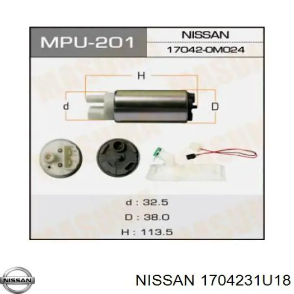 1704231U18 Nissan елемент-турбінка паливного насосу