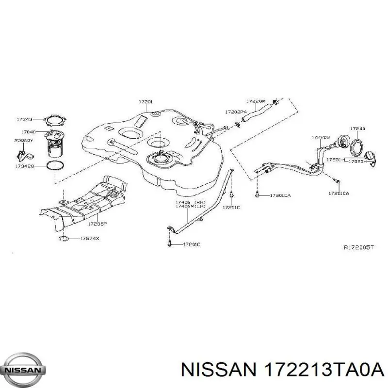 172213TA0A Nissan/Infiniti Шланг заливної горловини, паливного бака
