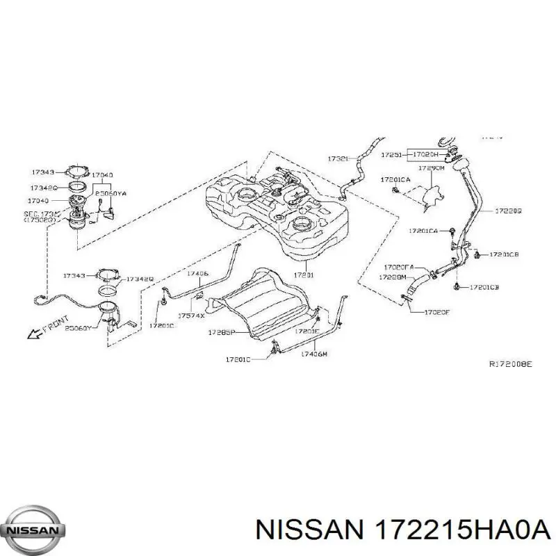 Шланг заливної горловини, паливного бака 172214BA0A Nissan