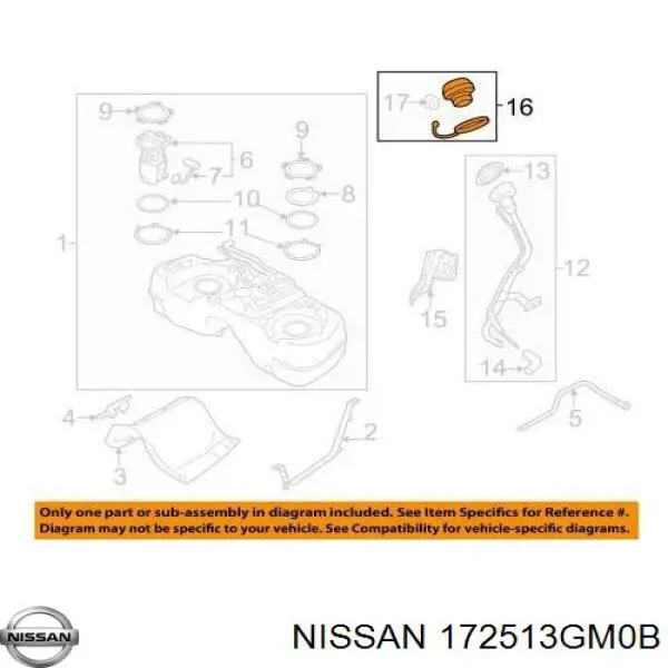 172513GM0B Nissan/Infiniti Кришка / пробка бензобака