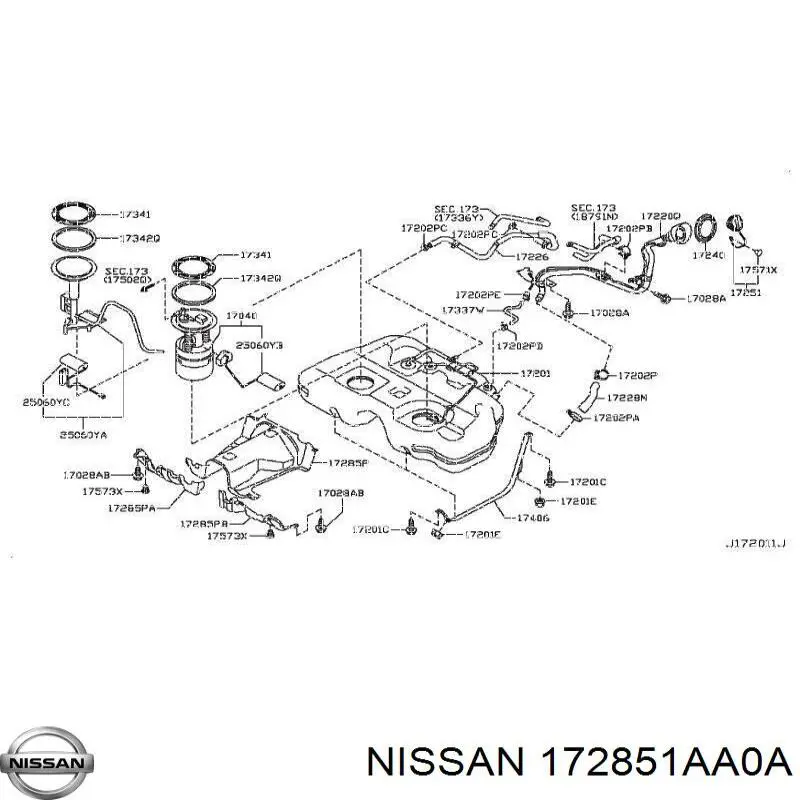 Захист днища, паливного бака Nissan/Infiniti 172851AA0A ціна, від 46.86 USD