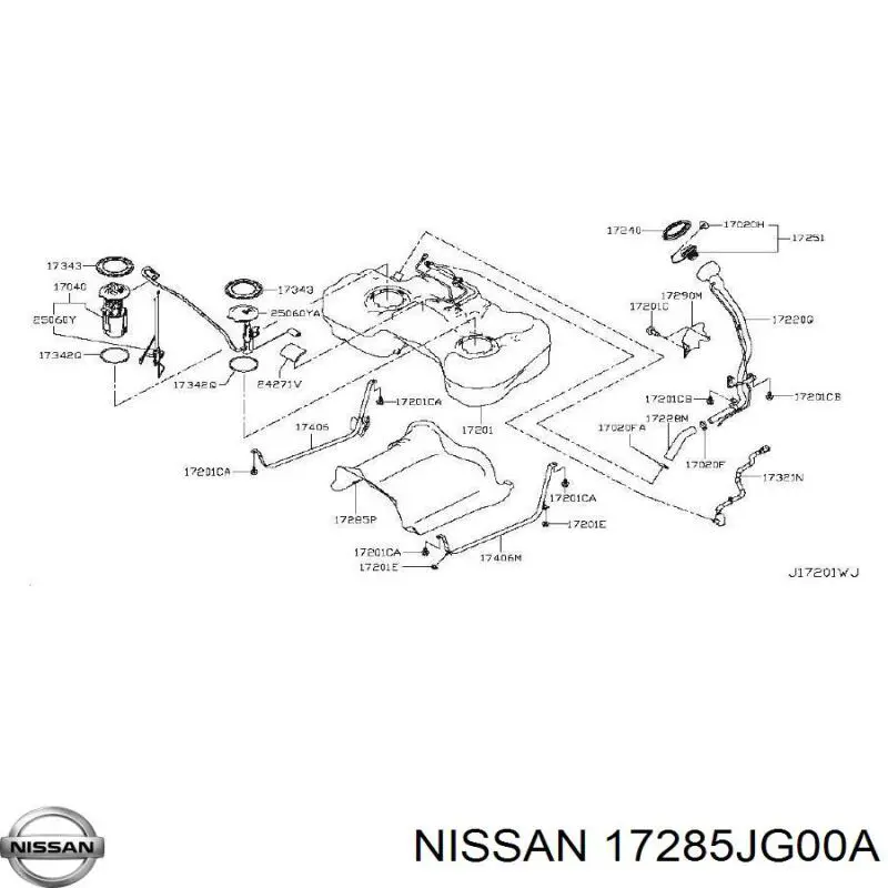 17285JG00A Nissan захист днища, паливного бака