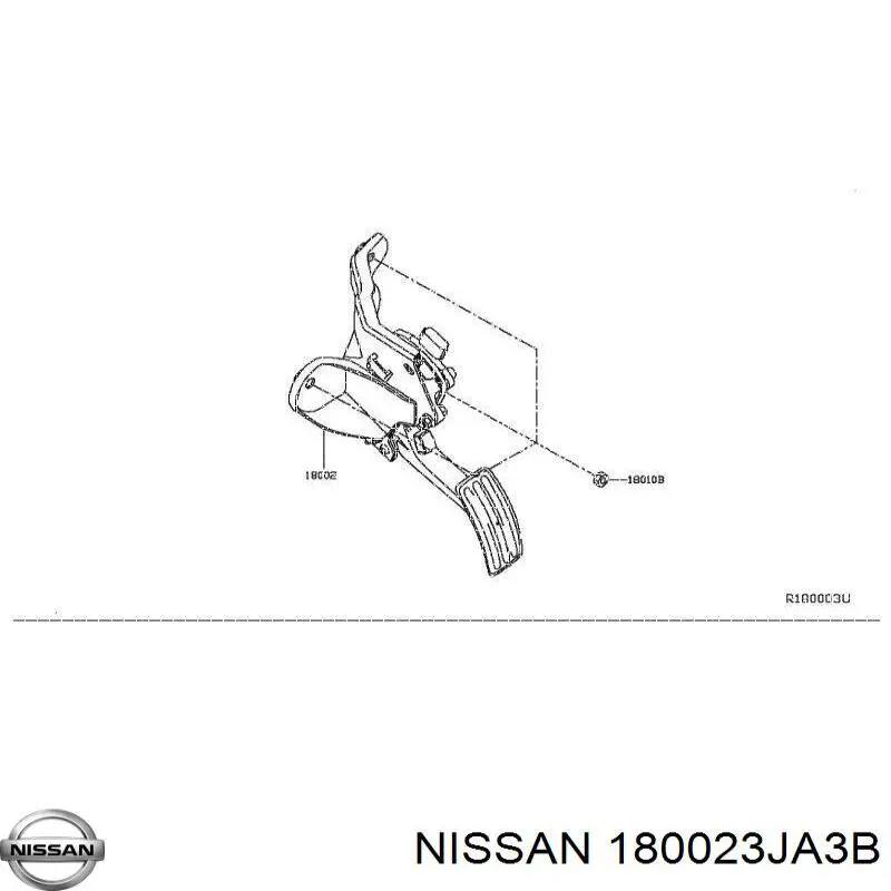 Підаль газу Nissan/Infiniti 180023JA3B ціна, від 12.32 USD