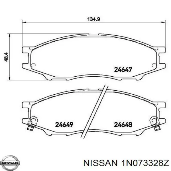 Колодки гальмівні передні, дискові 1N073328Z Nissan