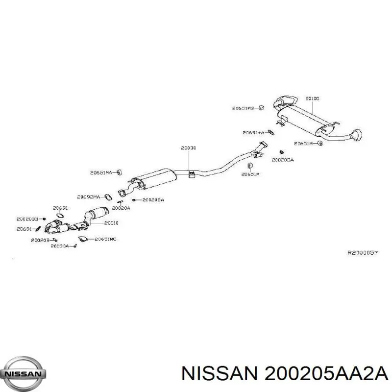 Труба приймальна (штани) глушника, передня 200205AA2A Nissan