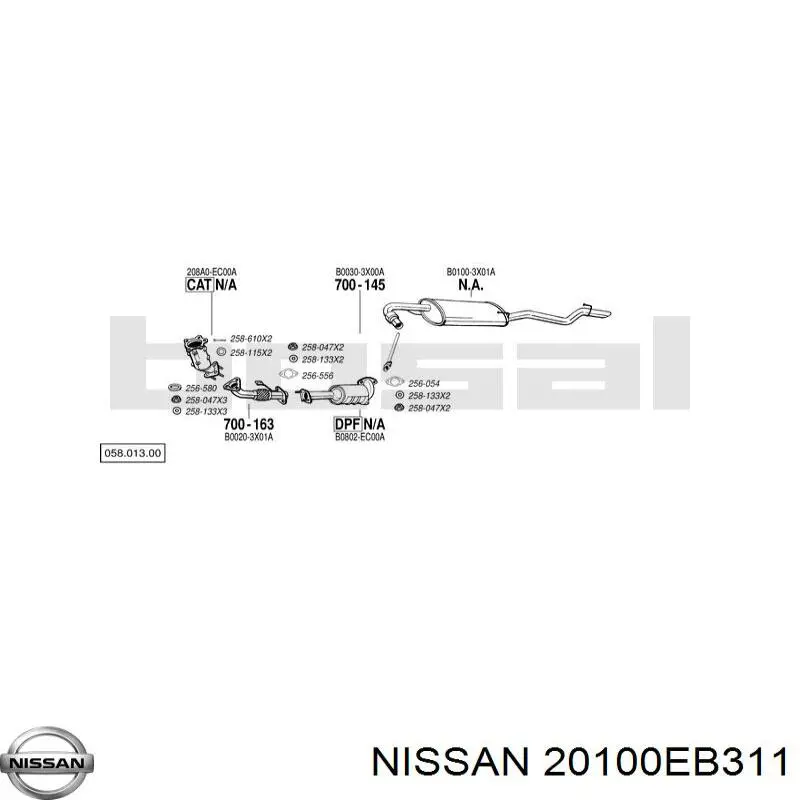 20100EB311 Nissan/Infiniti Глушник, задня частина