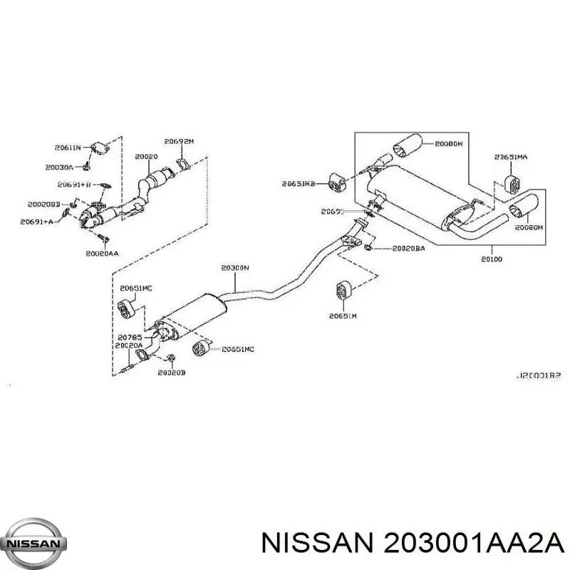 203001AA2A Nissan/Infiniti Середній глушник
