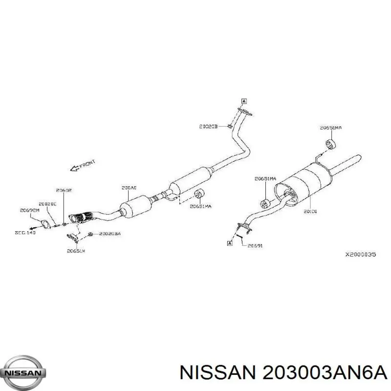 203003AN6A Nissan/Infiniti Середній глушник