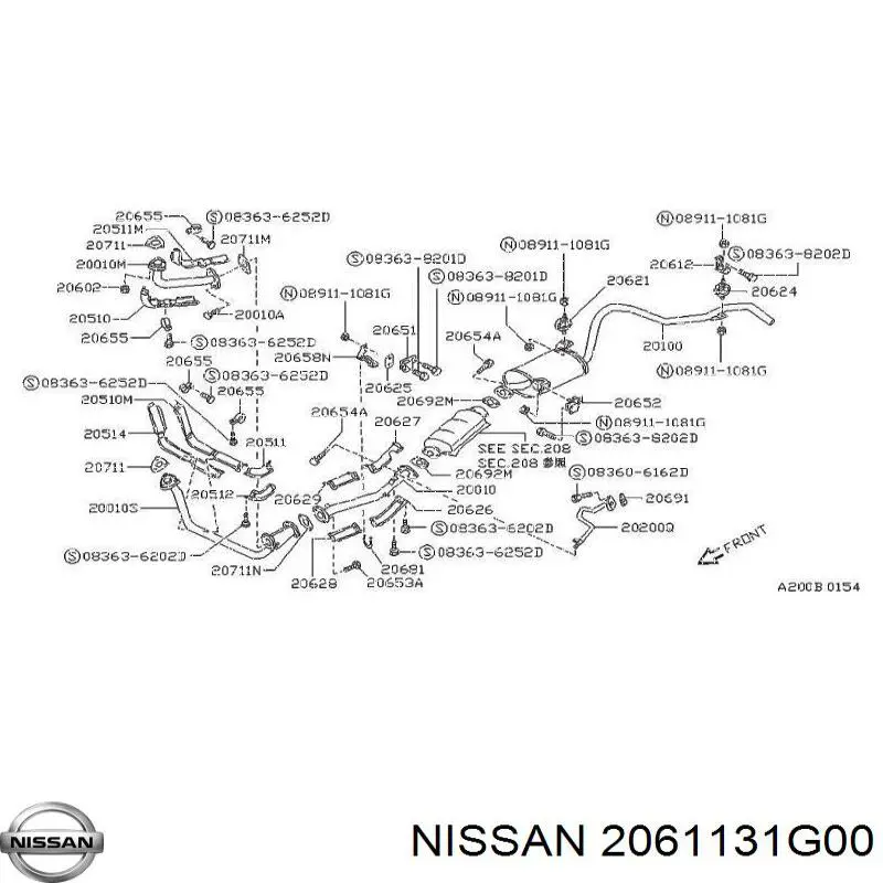 Купити 206110F010 Nissan/Infiniti Подушка глушника