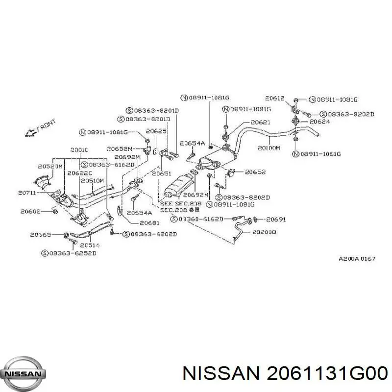 Подушка кріплення глушника 2061131G00 NISSAN