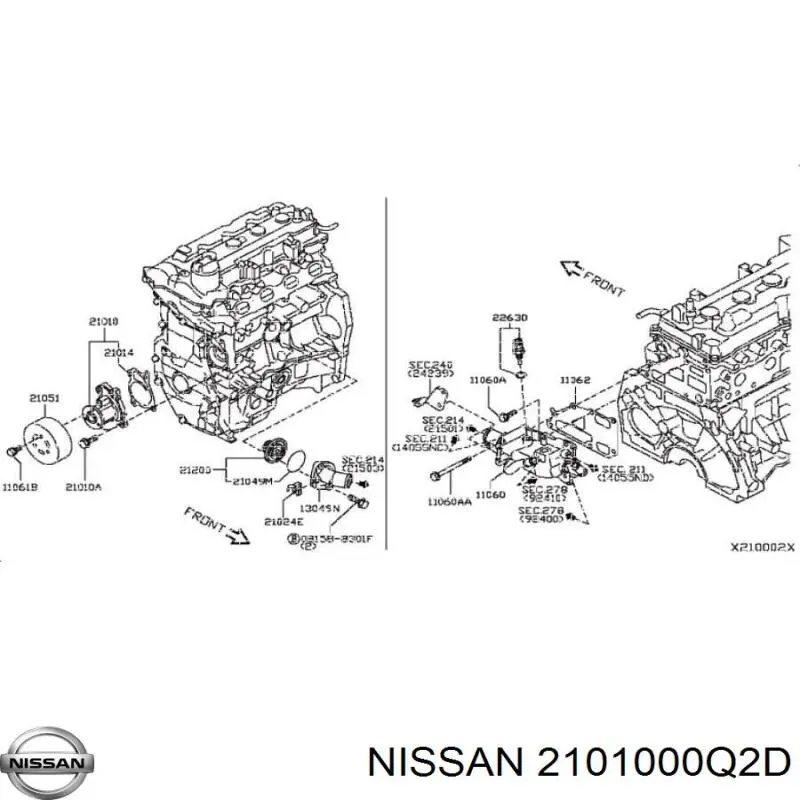 Купити 2101000Q2D Nissan/Infiniti Насос охолоджуючої рідини