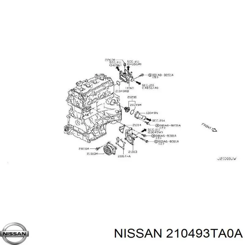 Сальник двигуна, распредвала Nissan/Infiniti 210493TA0A ціна, від 3.40 USD