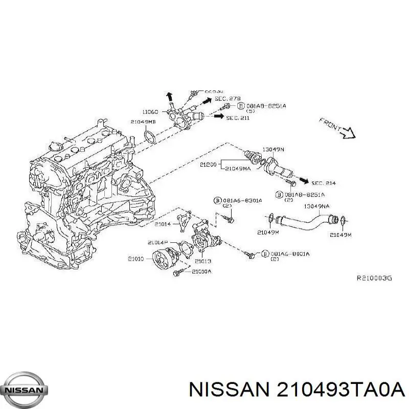 210493TA0A Nissan/Infiniti Сальник двигуна, распредвала