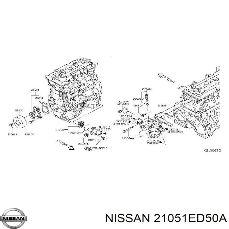 21051ED50A Nissan/Infiniti Шків водяного насоса