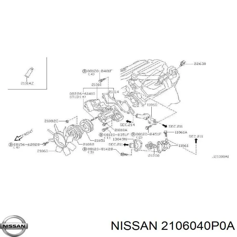 Вентилятор/крильчатка радіатора охолодження Nissan/Infiniti 2106040P0A ціна, від 35.56 USD