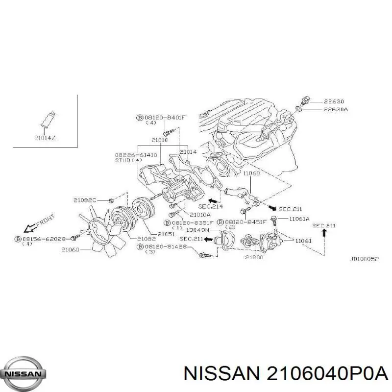2106040P0A Nissan вентилятор/крильчатка радіатора охолодження