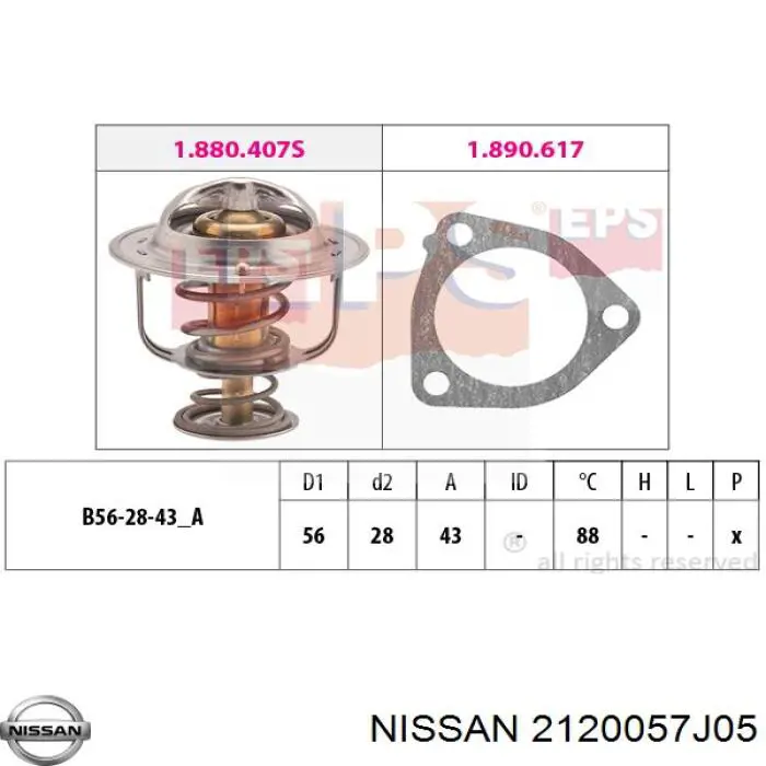 Купити 2120057J05 Nissan/Infiniti Термостат в корпусі