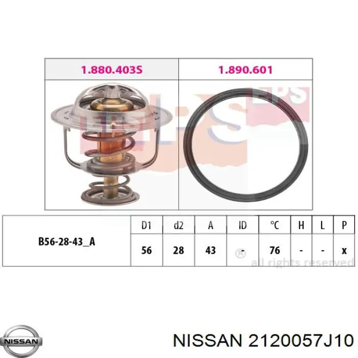 Купити 2120057J10 Nissan/Infiniti Термостат в корпусі