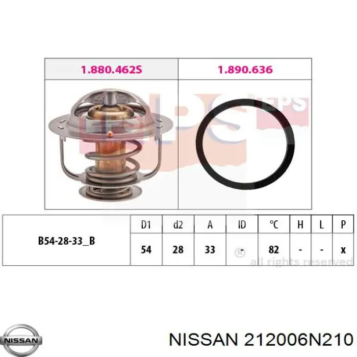 Автомобільний термостат Nissan/Infiniti 212006N210 ціна, від 7.92 USD
