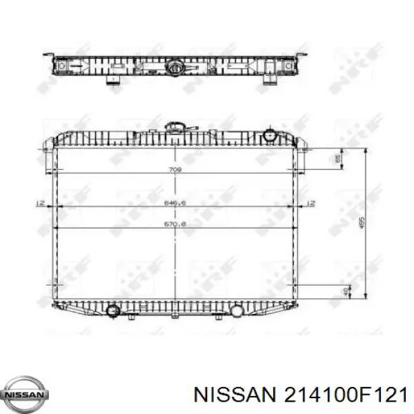 Радіатор охолодження двигуна 214100F121 Nissan